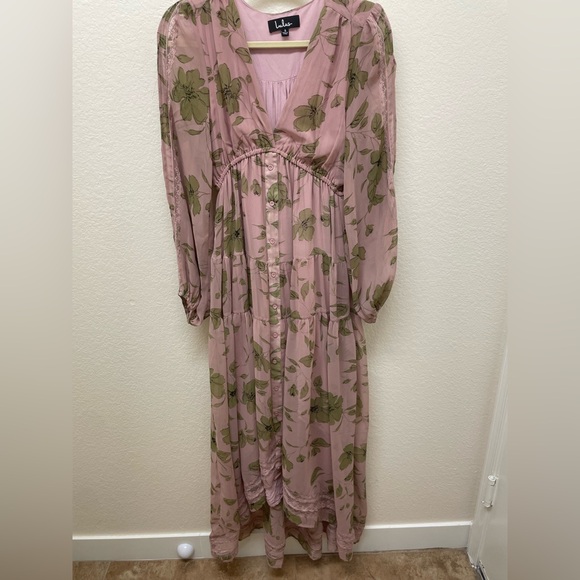 Lulus Dresses & Skirts - Lulu's Blush and Olive Long Sleeve Maxi Dress